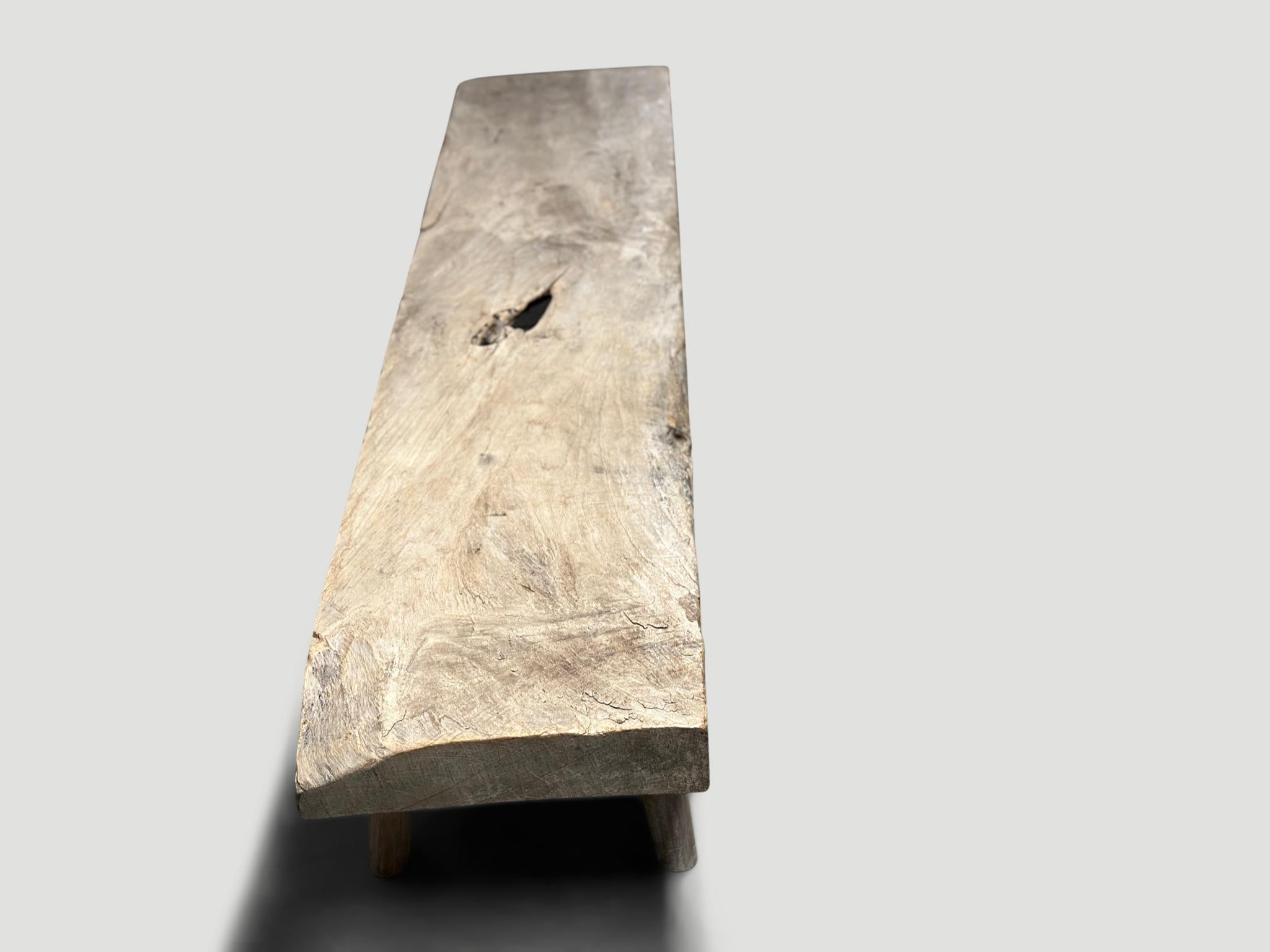 Rustic Andrianna Shamaris Sculptural Antique Teak Wood Bench  For Sale