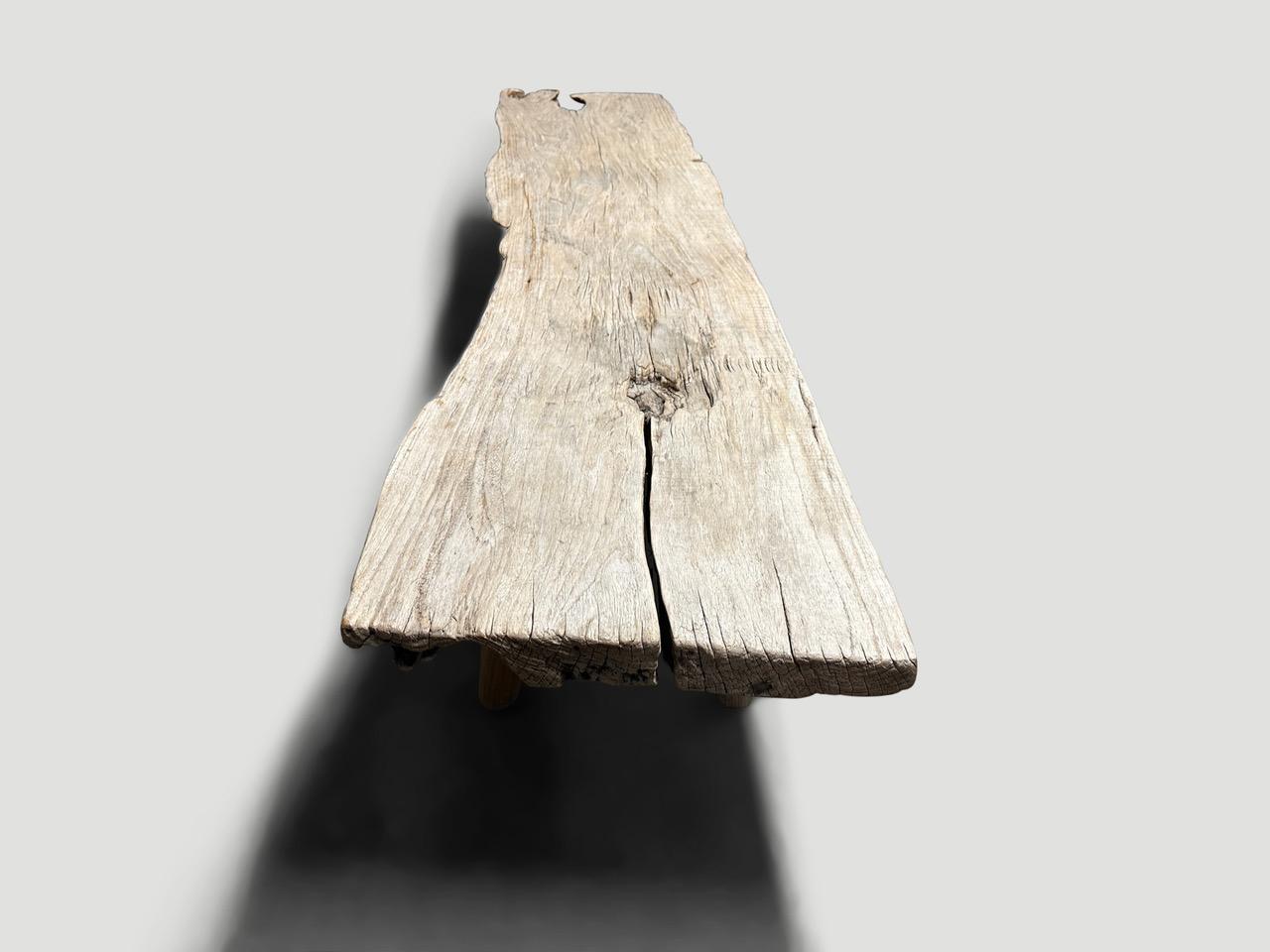 Organic Modern Andrianna Shamaris Sculptural Antique Teak Wood Bench For Sale
