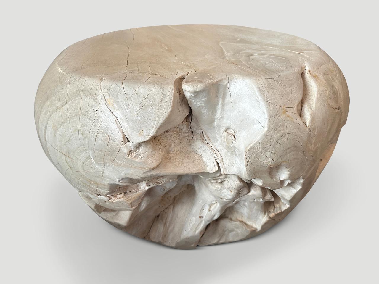 Organic Modern Andrianna Shamaris Sculptural Bleached Coffee Table or Side Table For Sale