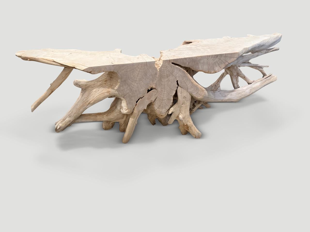 Organic Modern Andrianna Shamaris Sculptural Bleached Teak Root Console Table