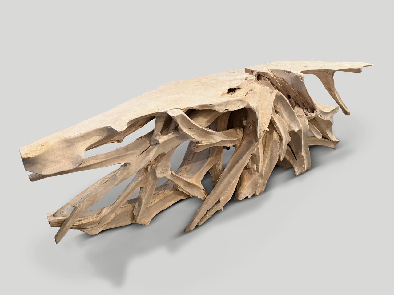 Andrianna Shamaris Sculptural Bleached Teak Root Console Table In Excellent Condition In New York, NY
