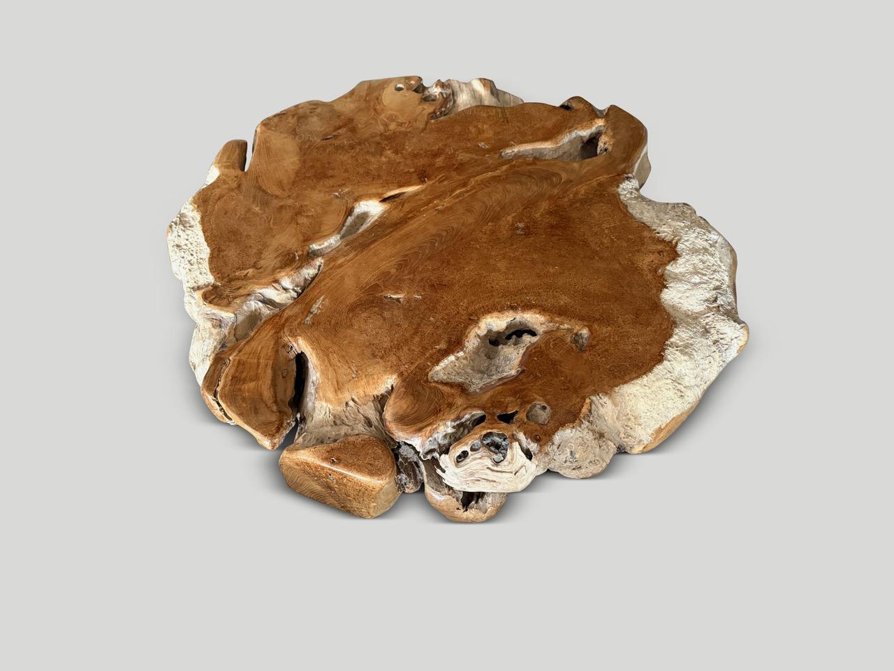 Andrianna Shamaris Sculptural Century Old Teak Wood Coffee Table In Excellent Condition For Sale In New York, NY