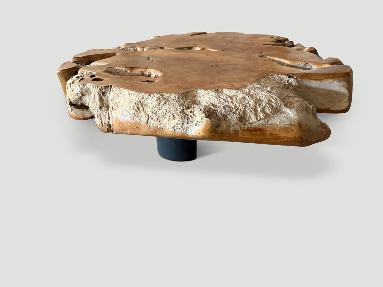 Contemporary Andrianna Shamaris Sculptural Century Old Teak Wood Coffee Table For Sale