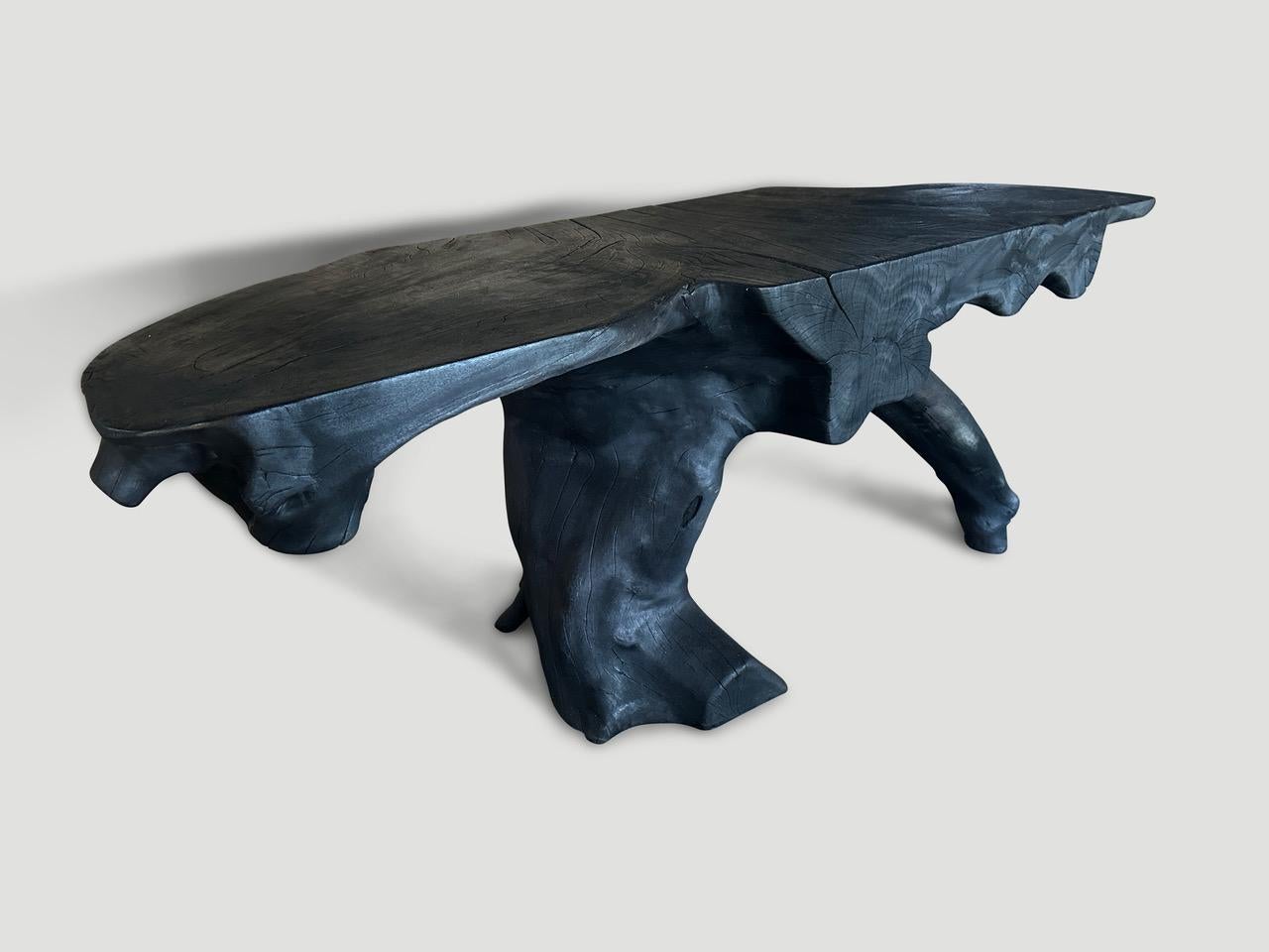 Organic Modern Andrianna Shamaris Sculptural Charred Console Table For Sale