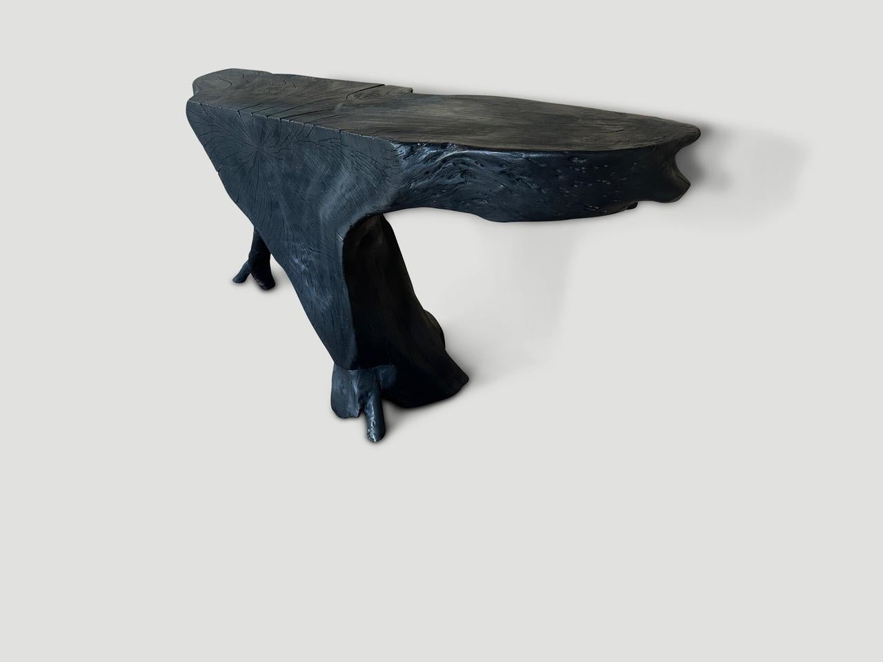 Contemporary Andrianna Shamaris Sculptural Charred Console Table For Sale