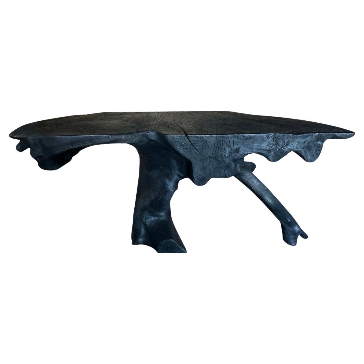 Andrianna Shamaris Sculptural Charred Console Table For Sale