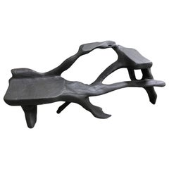 Andrianna Shamaris Sculptural Charred Mahogany Wood Bench