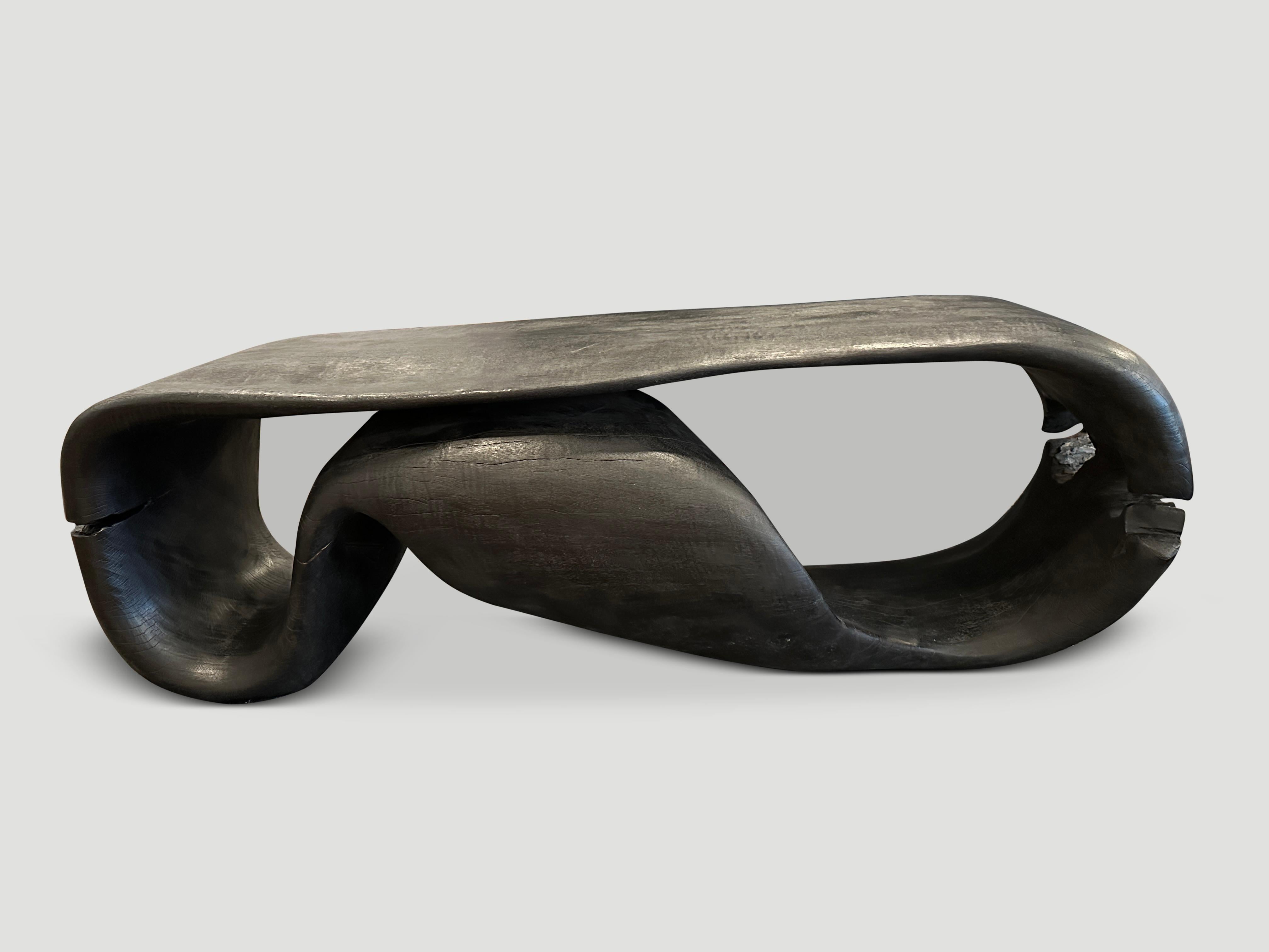 Andrianna Shamaris Sculptural Charred Suar Wood Coffee Table In Excellent Condition In New York, NY