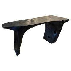 Andrianna Shamaris Sculptural Charred Suar Wood Console Table