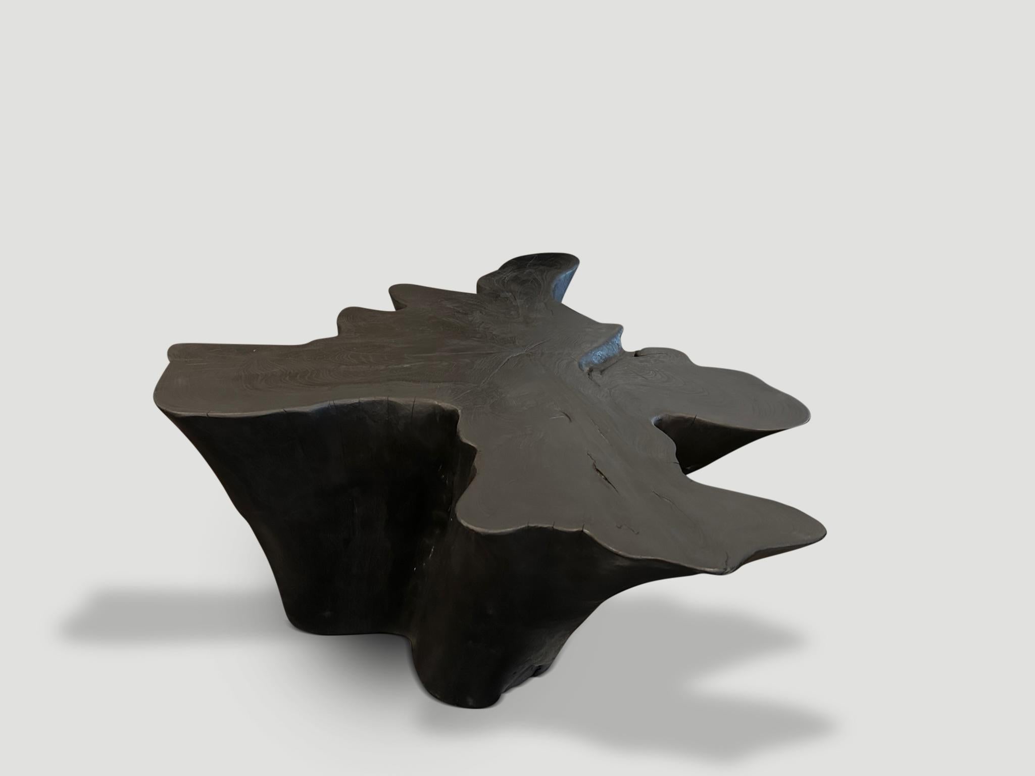 Contemporary Andrianna Shamaris Sculptural Charred Teak Wood Coffee Table For Sale
