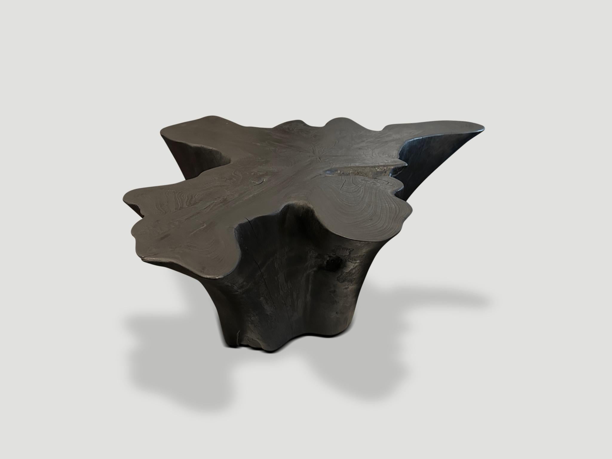 Andrianna Shamaris Sculptural Charred Teak Wood Coffee Table For Sale 3