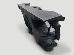 Andrianna Shamaris Sculptural Charred Teak Wood Console Table