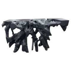 Andrianna Shamaris Sculptural Charred Teak Wood Console Table