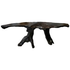 Andrianna Shamaris Sculptural Charred Teak Wood Root Console Table
