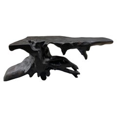 Andrianna Shamaris Sculptural Charred Teak Wood Root Console Table