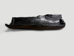 Andrianna Shamaris Hand-Carved Charred Teak Wood Vessel - Modern Organic Design