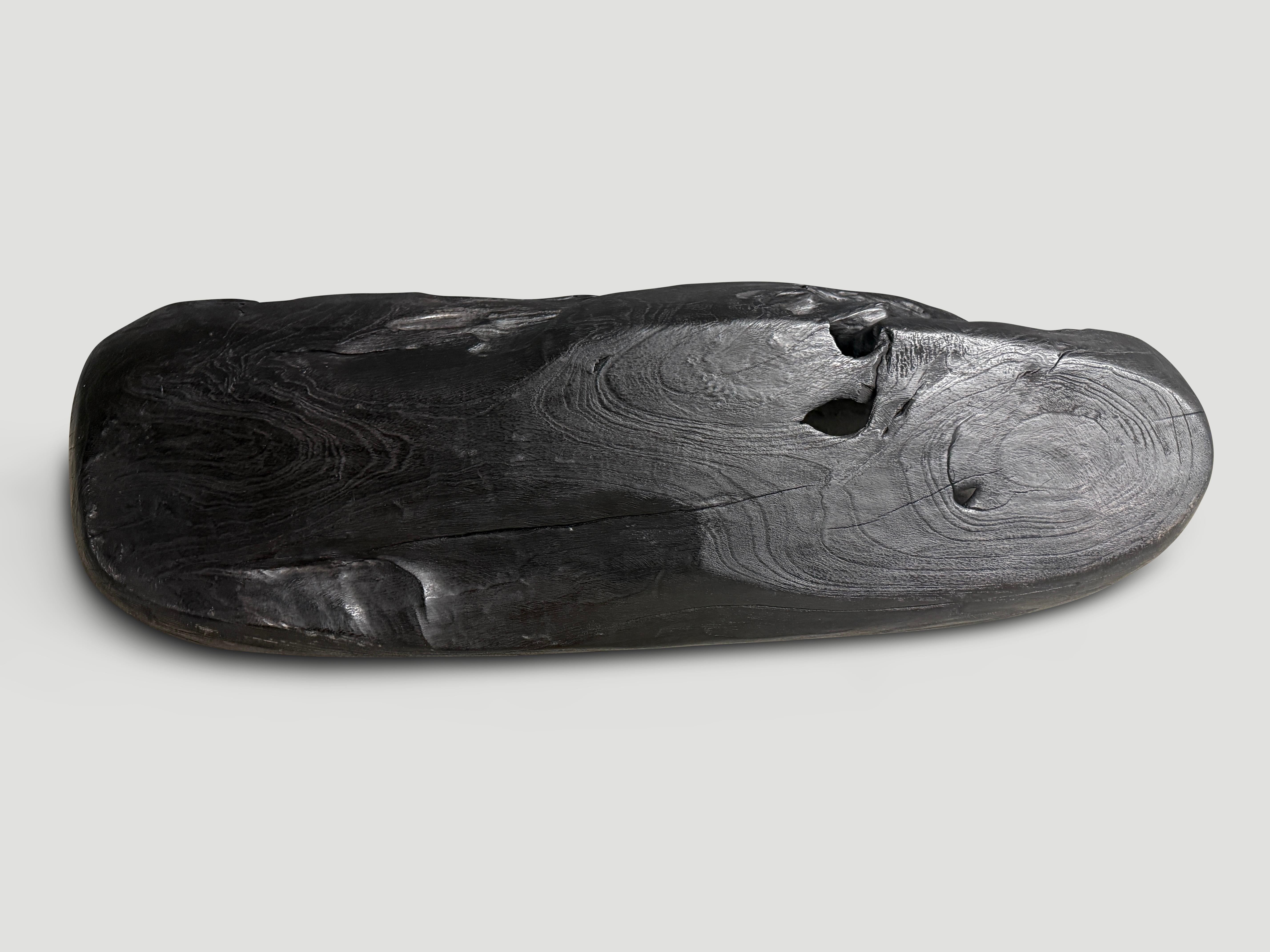 Andrianna Shamaris Sculptural Charred Teak Wood Vessel In Excellent Condition For Sale In New York, NY