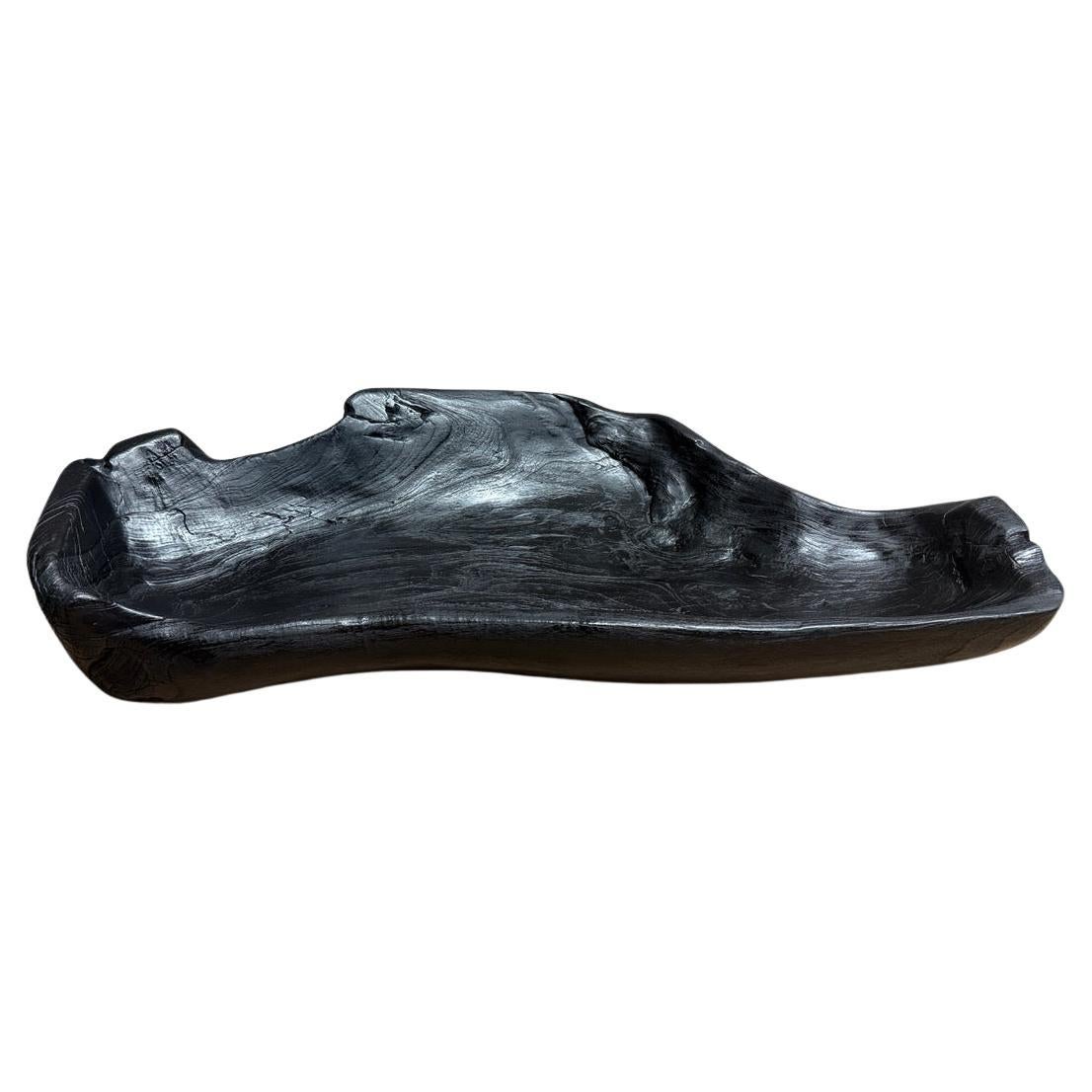 Andrianna Shamaris Sculptural Charred Teak Wood Vessel For Sale