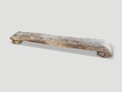 Andrianna Shamaris Teak Wood Bench, Hand Carved, Wabi-Sabi Style, New