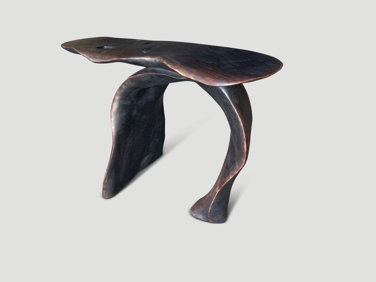 Organic Modern Andrianna Shamaris Sculptural Mahogany Wood Console Table Or Desk For Sale