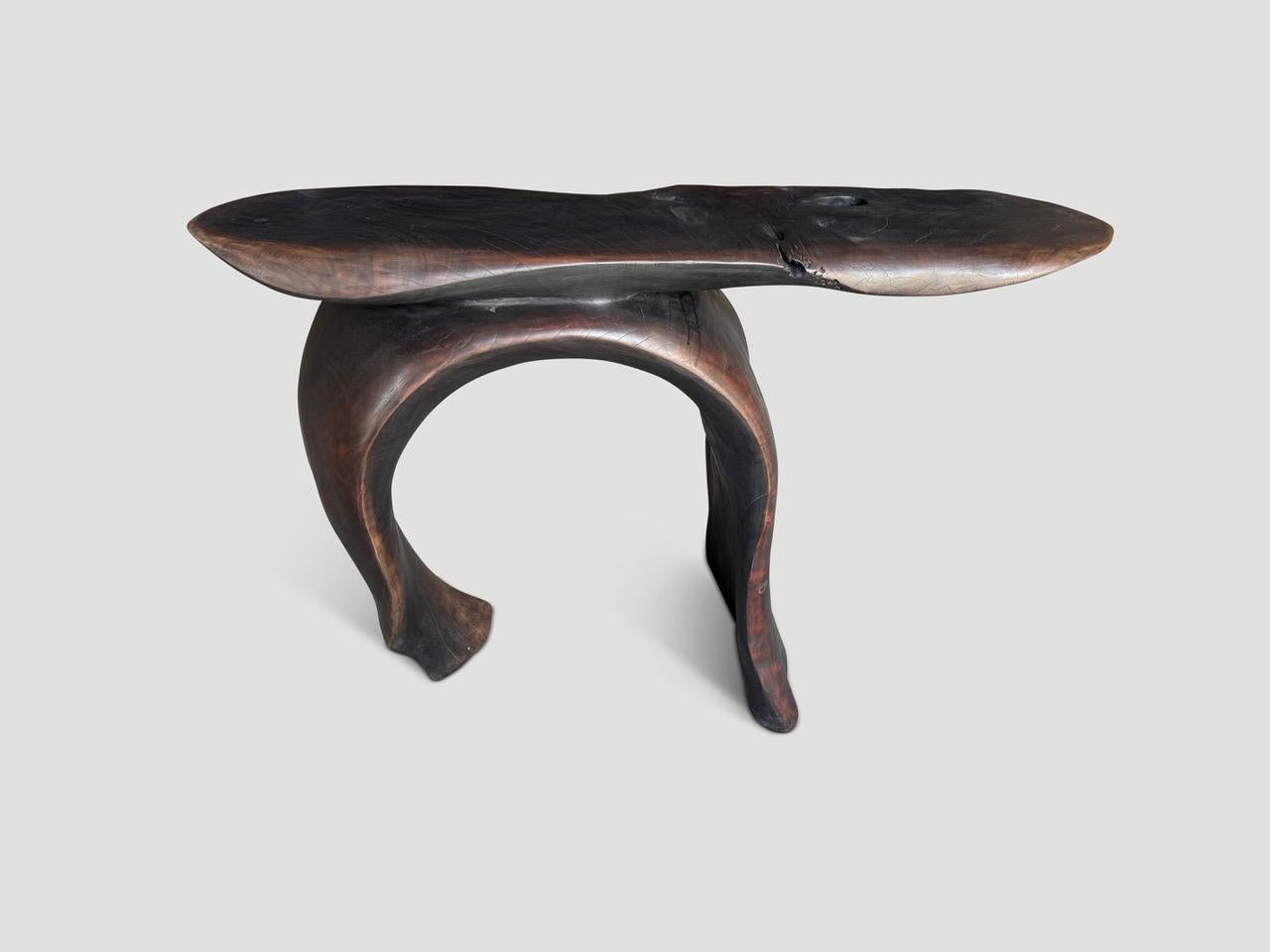 Andrianna Shamaris Sculptural Mahogany Wood Console Table Or Desk In Excellent Condition For Sale In New York, NY