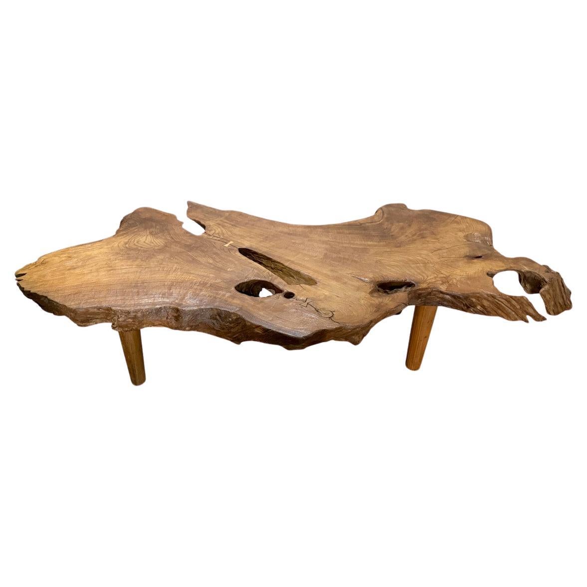 Andrianna Shamaris Sculptural Modern Organic Teak Wood Coffee Table