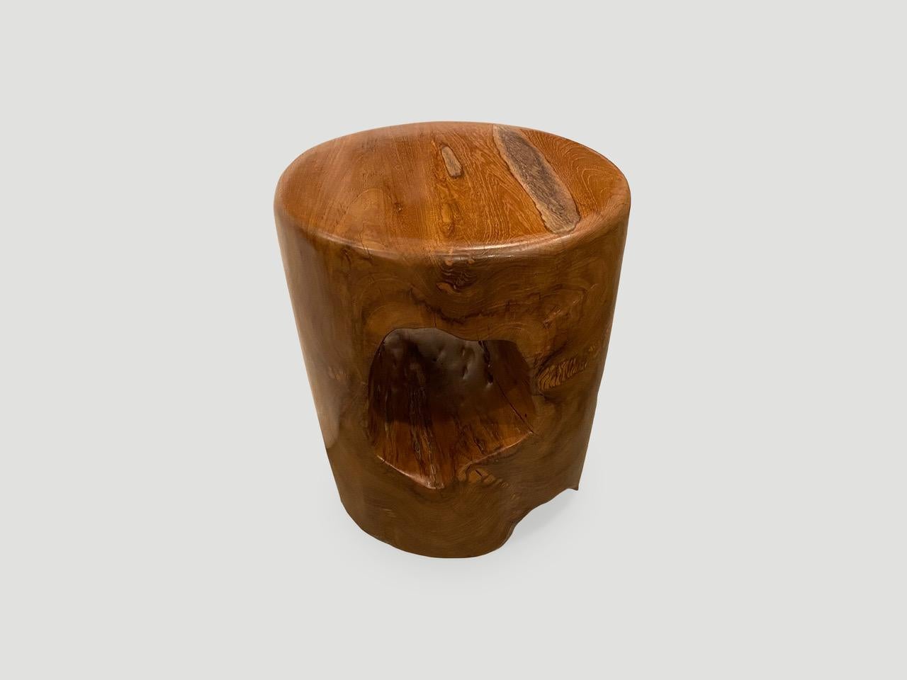 Andrianna Shamaris Sculptural Organic Natural Teak Wood Side Table In Excellent Condition In New York, NY