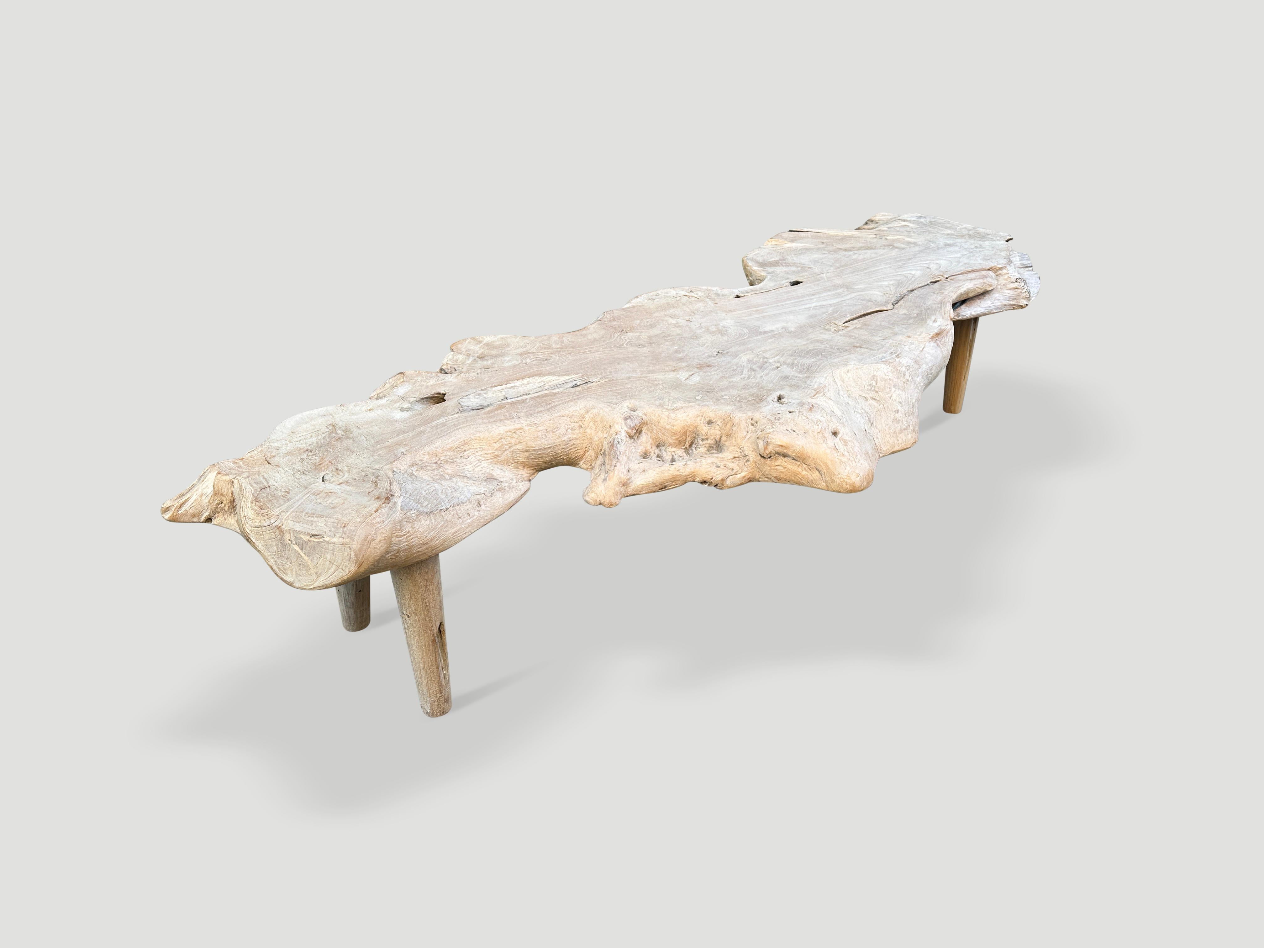 Organic Modern Andrianna Shamaris Sculptural Organic Teak Wood Coffee Table For Sale