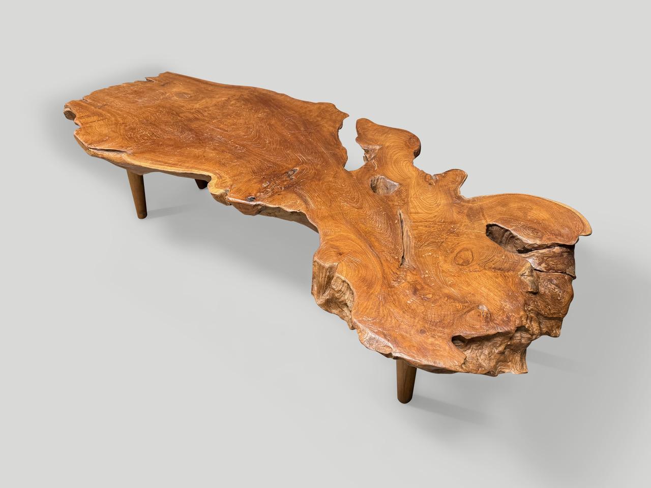 Andrianna Shamaris Sculptural Organic Teak Wood Coffee Table In Excellent Condition For Sale In New York, NY