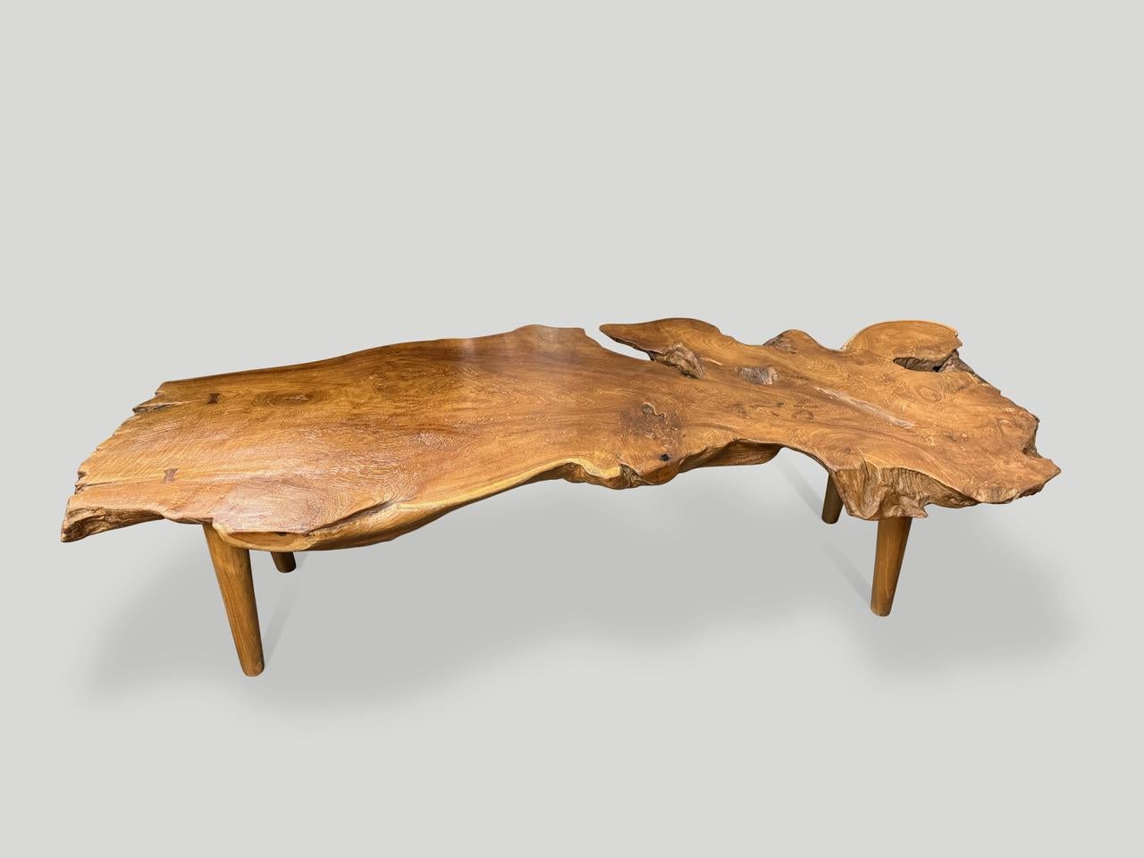 Contemporary Andrianna Shamaris Sculptural Organic Teak Wood Coffee Table For Sale