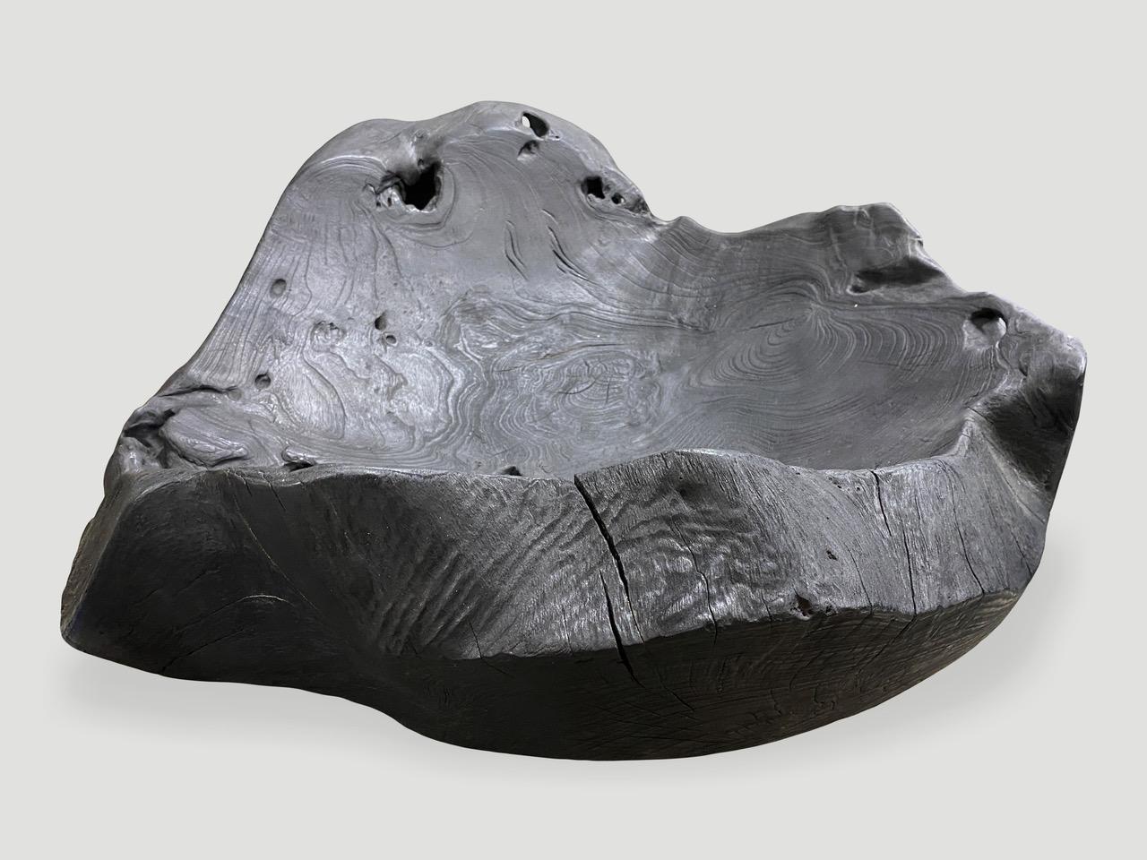 Andrianna Shamaris Sculptural Oversized Charred Teak Wood Vessel In Excellent Condition In New York, NY