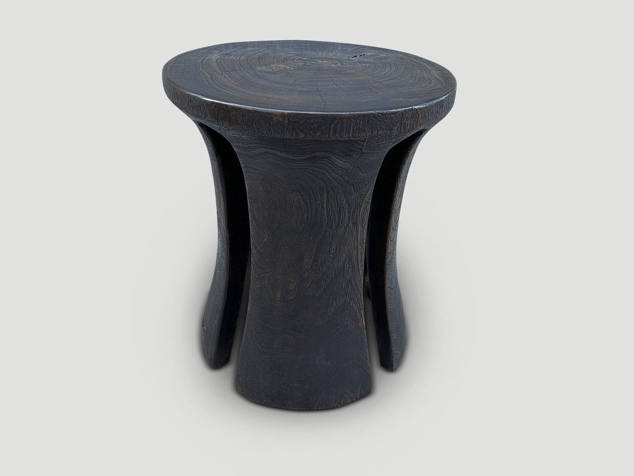 Wood Andrianna Shamaris Sculptural Side Table or Stool