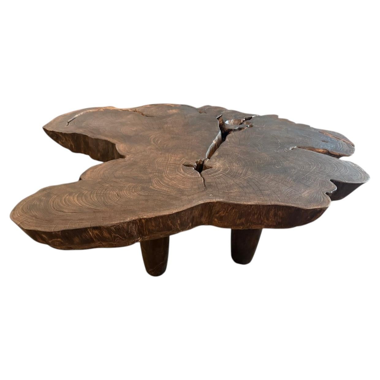 Andrianna Shamaris Modern Teak Wood Coffee Table with Charred Finish