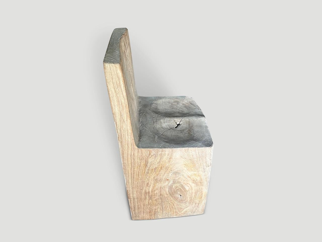 Minimalist Andrianna Shamaris Sculptural Solid Teak Wood Chair For Sale