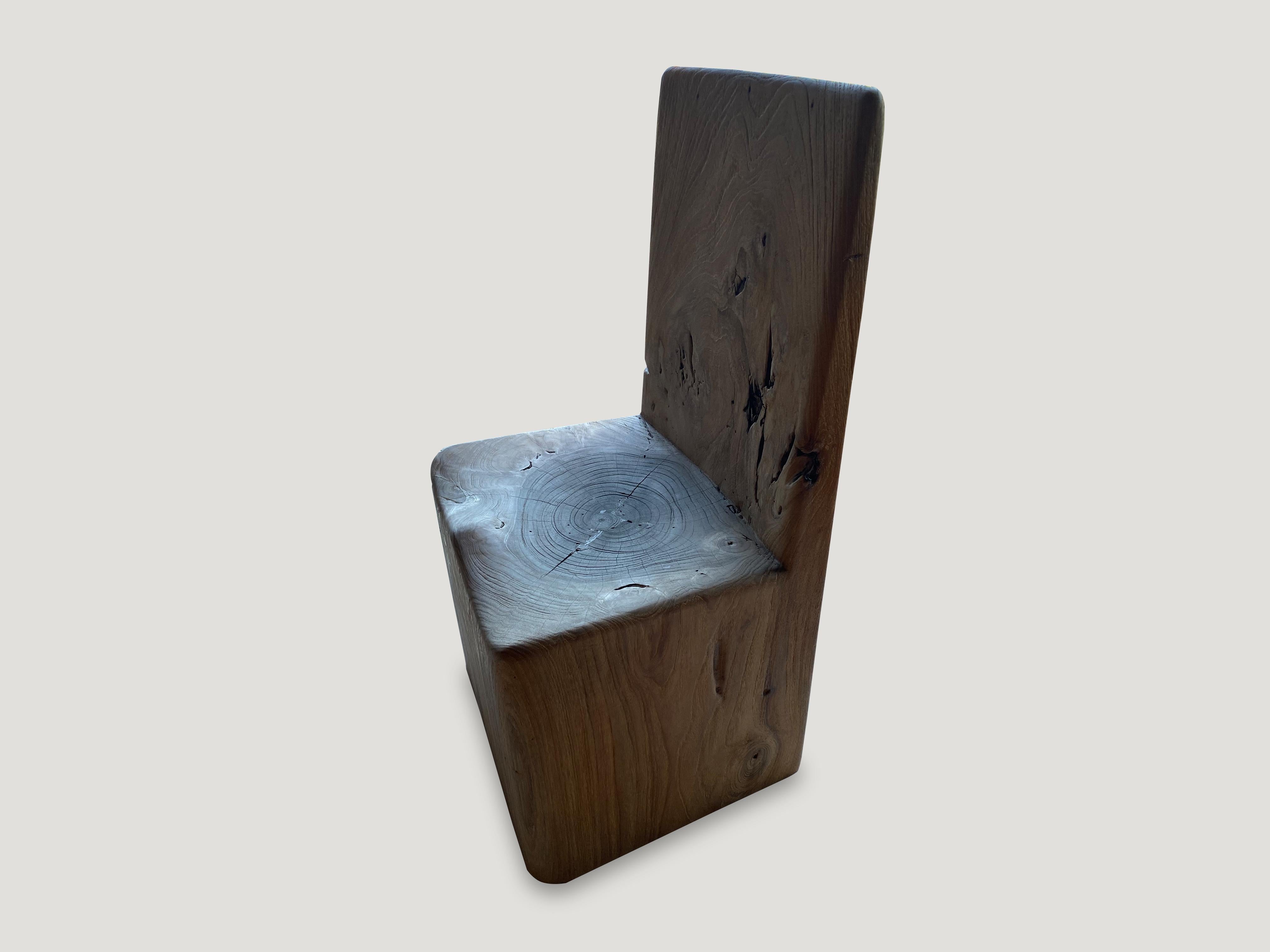 Andrianna Shamaris Sculptural Solid Teak Wood Chair In Excellent Condition For Sale In New York, NY