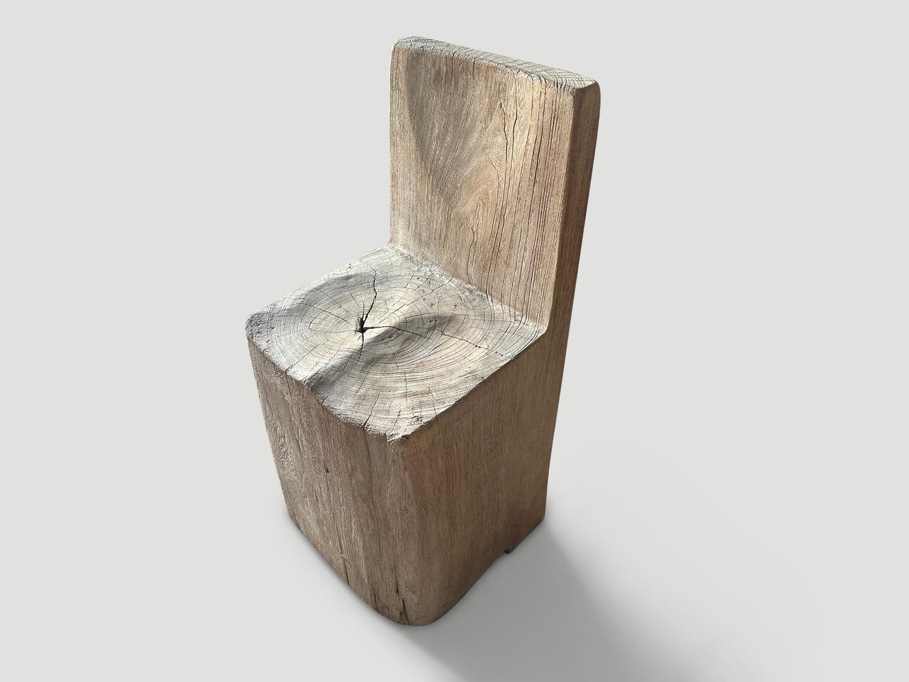 Andrianna Shamaris Sculptural Solid Teak Wood Chair In Excellent Condition For Sale In New York, NY