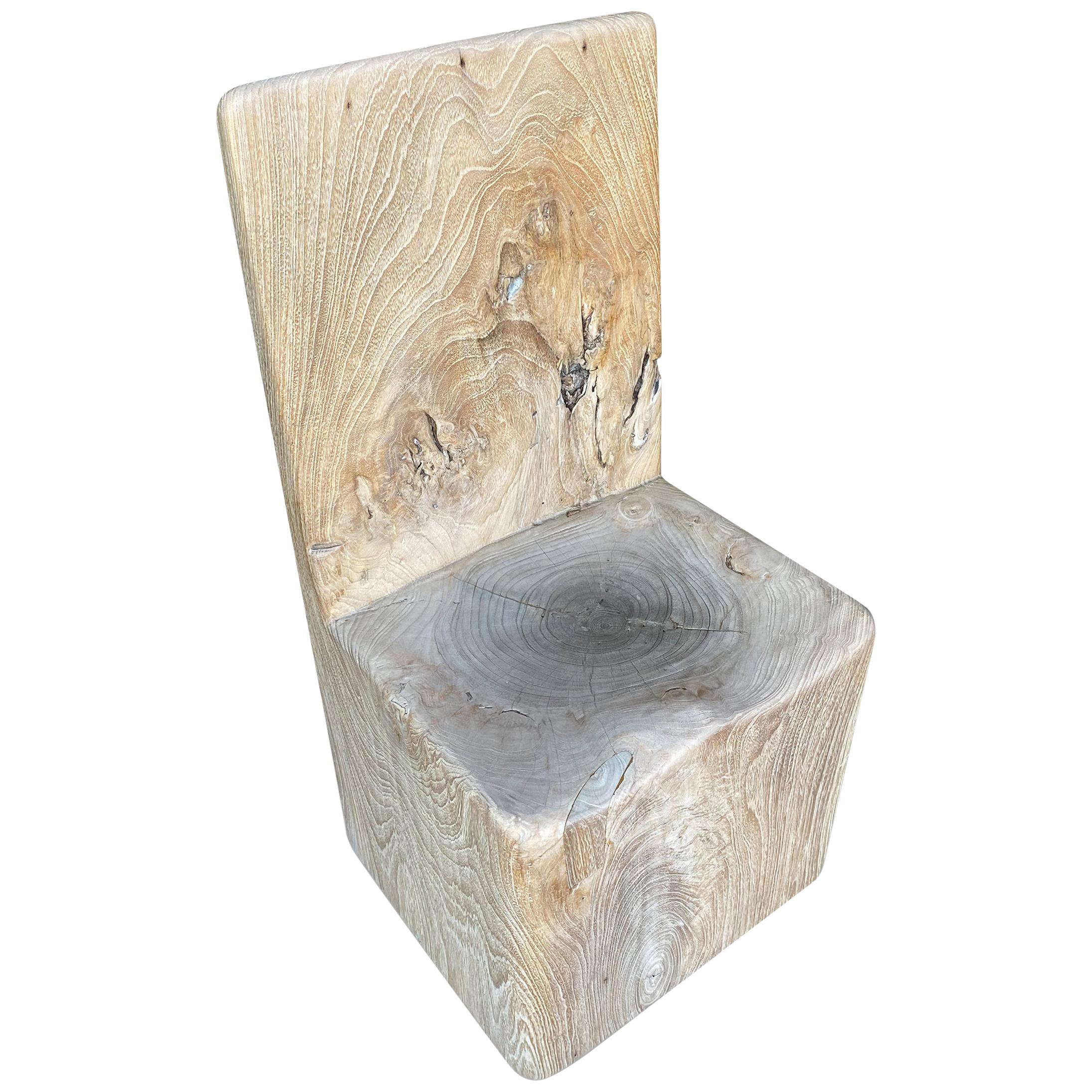 Andrianna Shamaris Sculptural Solid Teak Wood Chair For Sale