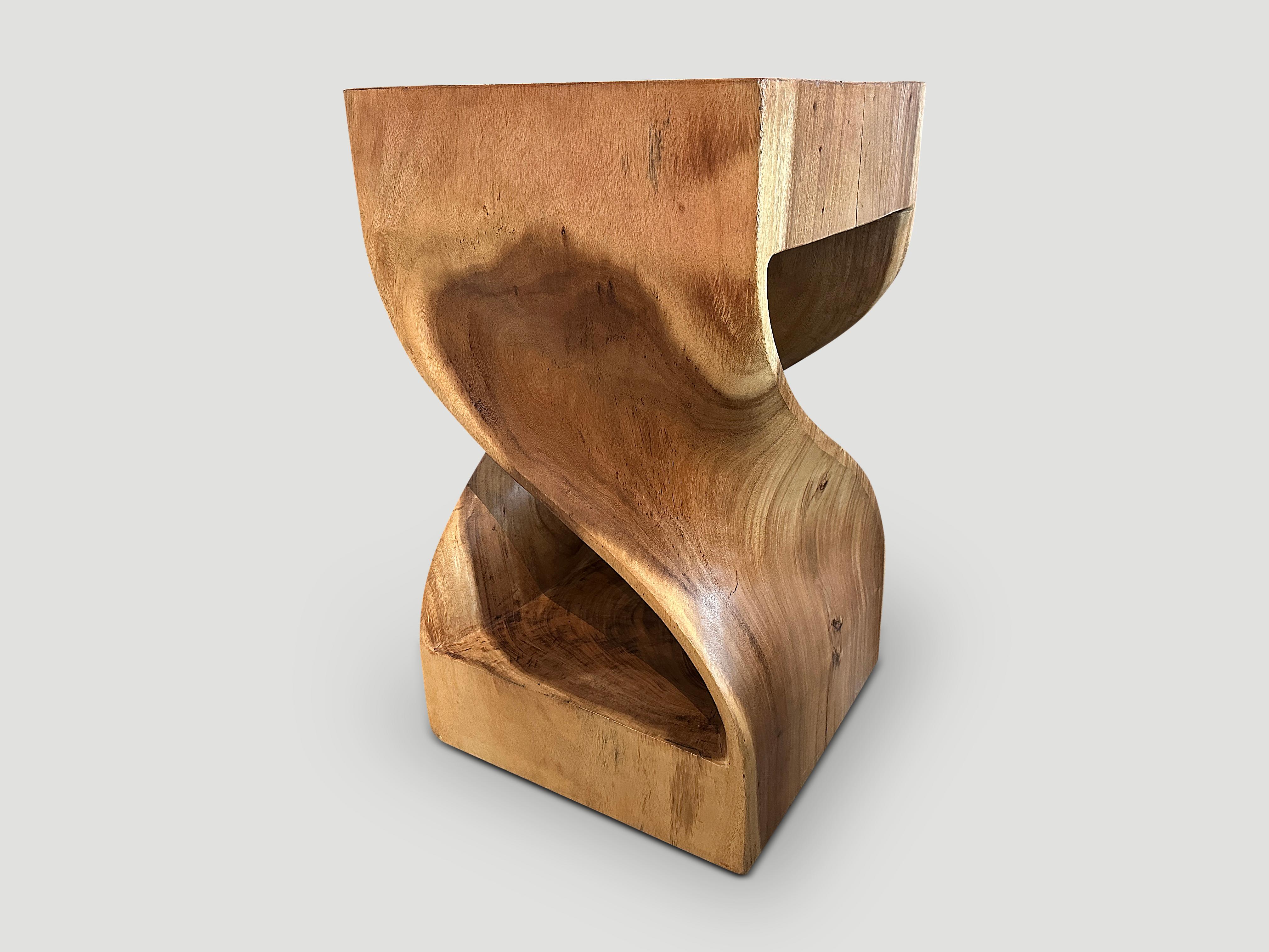 Organic Modern Andrianna Shamaris Sculptural Suar Wood Side Table or Pedestal For Sale