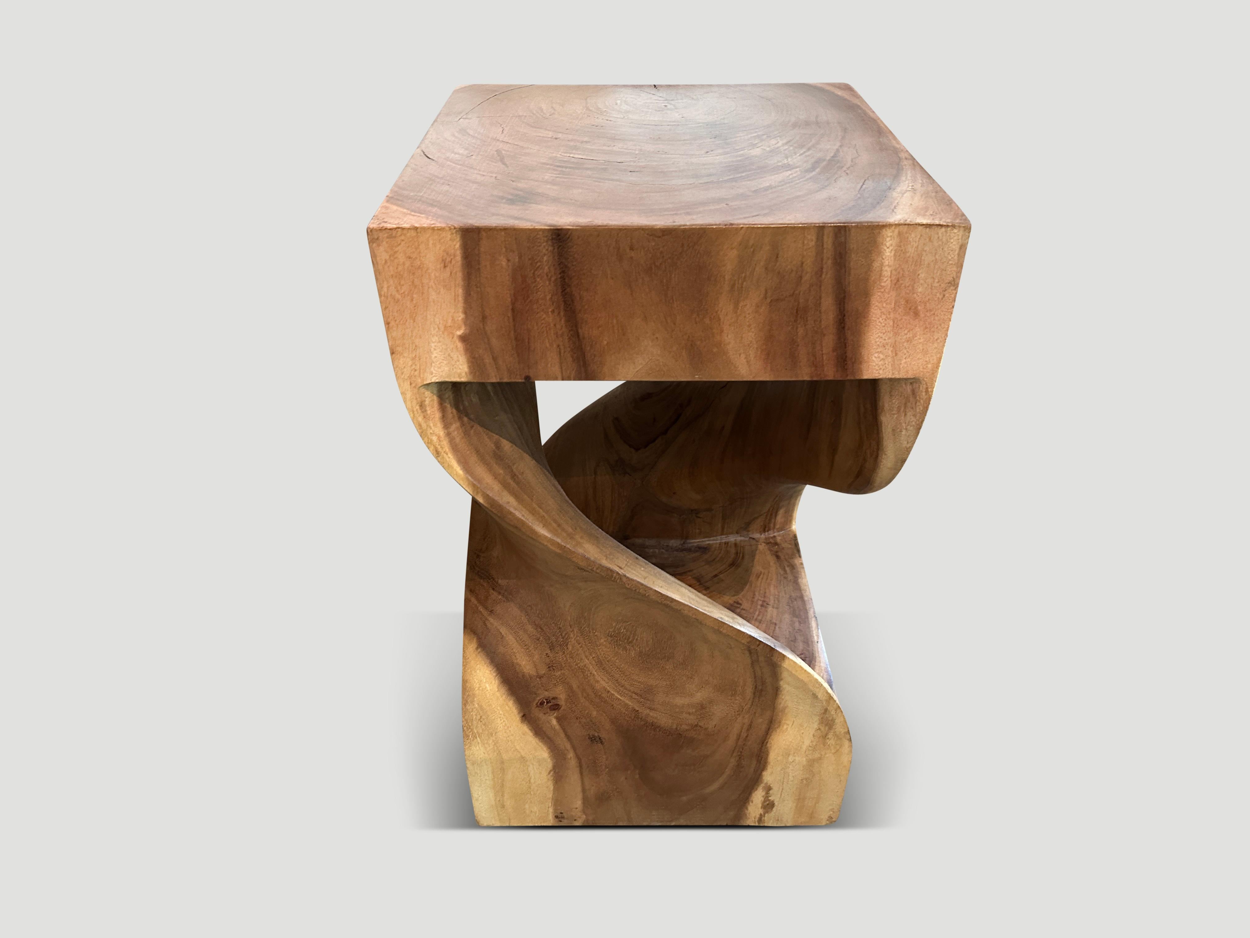 Andrianna Shamaris Sculptural Suar Wood Side Table or Pedestal In Excellent Condition For Sale In New York, NY