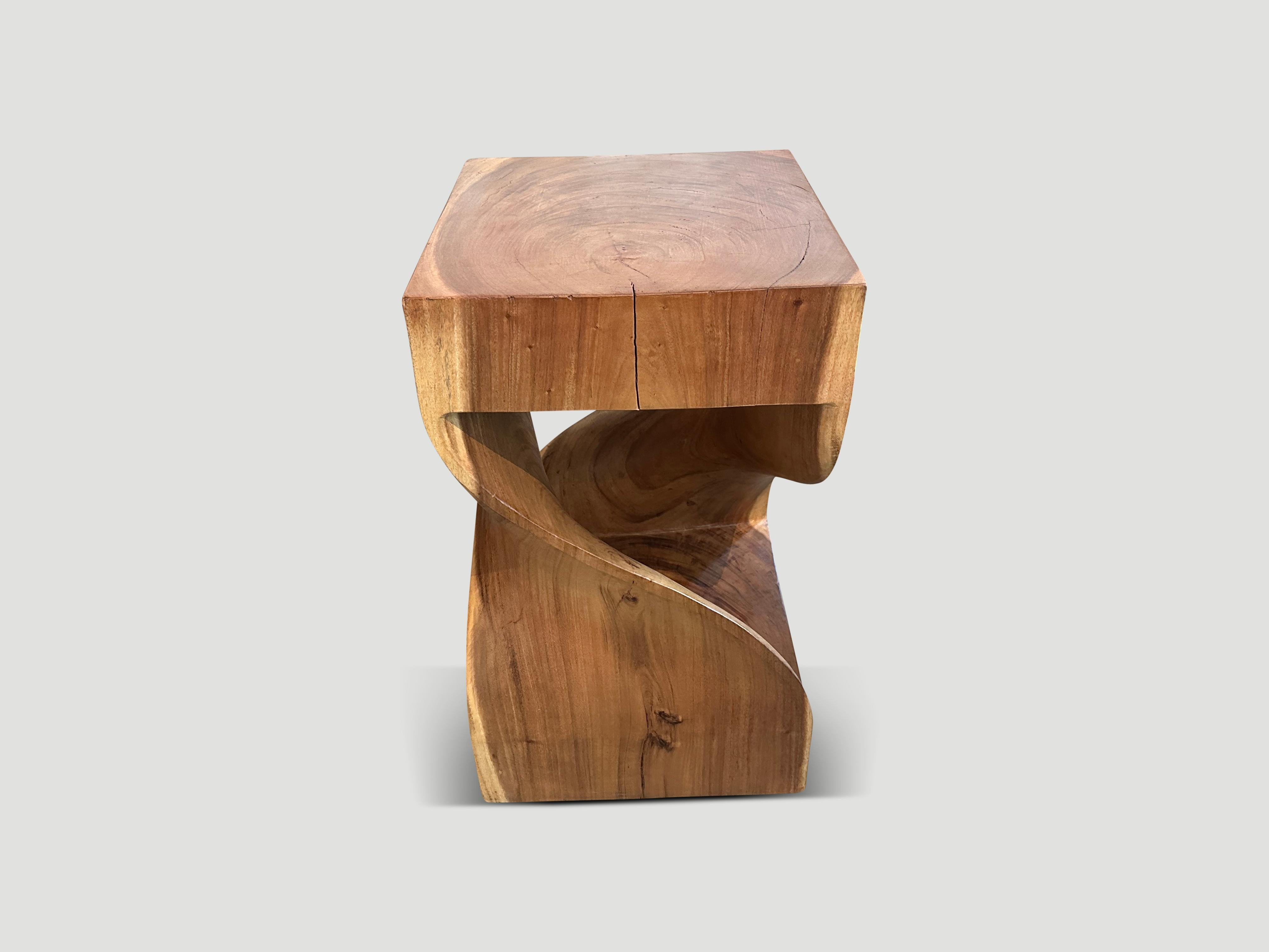 Contemporary Andrianna Shamaris Sculptural Suar Wood Side Table or Pedestal For Sale