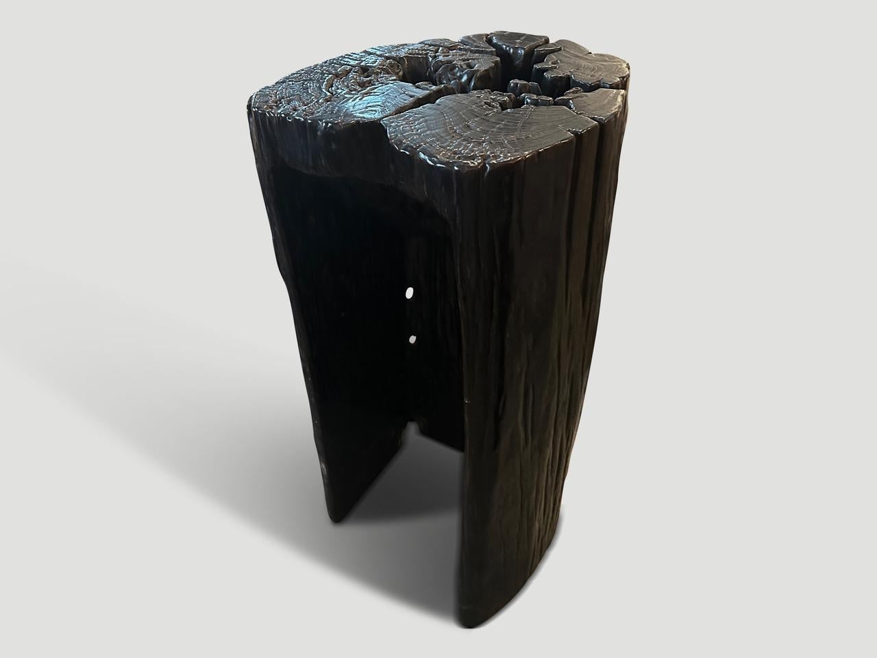 Andrianna Shamaris Sculptural Suar Wood Side Table or Pedestal For Sale 1