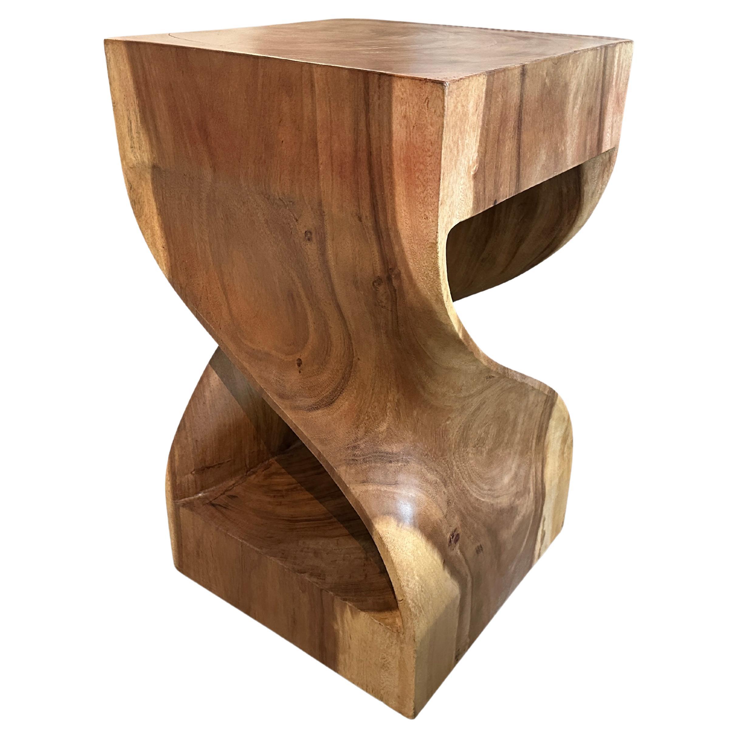 Andrianna Shamaris Sculptural Suar Wood Side Table or Pedestal For Sale