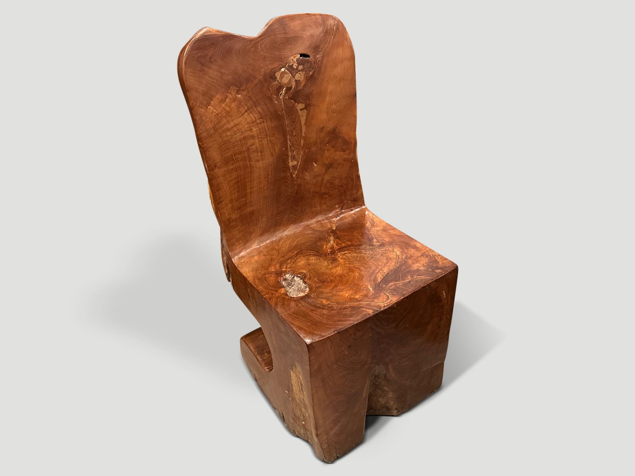 Organic Modern Andrianna Shamaris Sculptural Teak Wood Chair For Sale