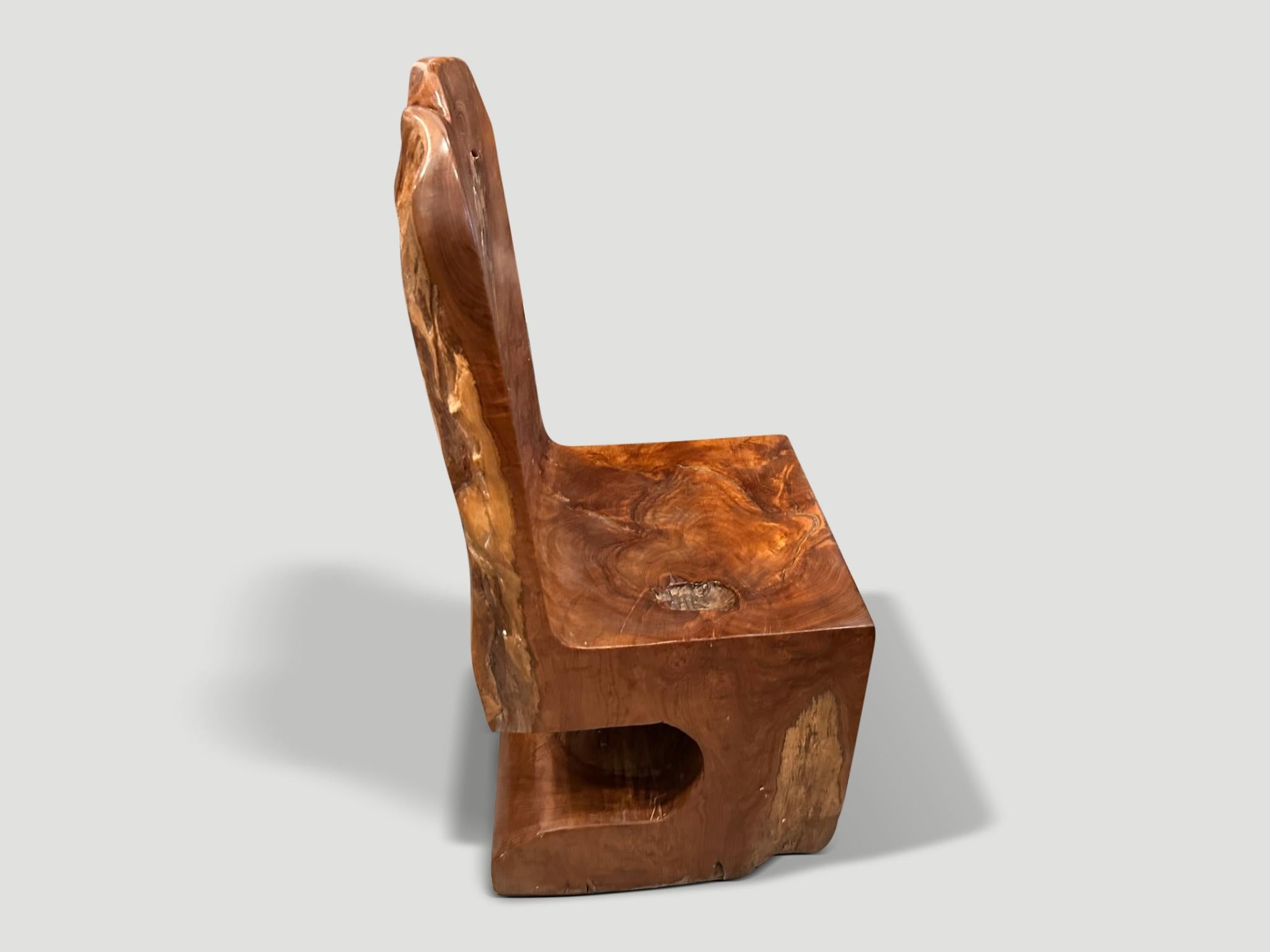 Andrianna Shamaris Sculptural Teak Wood Chair In Excellent Condition For Sale In New York, NY