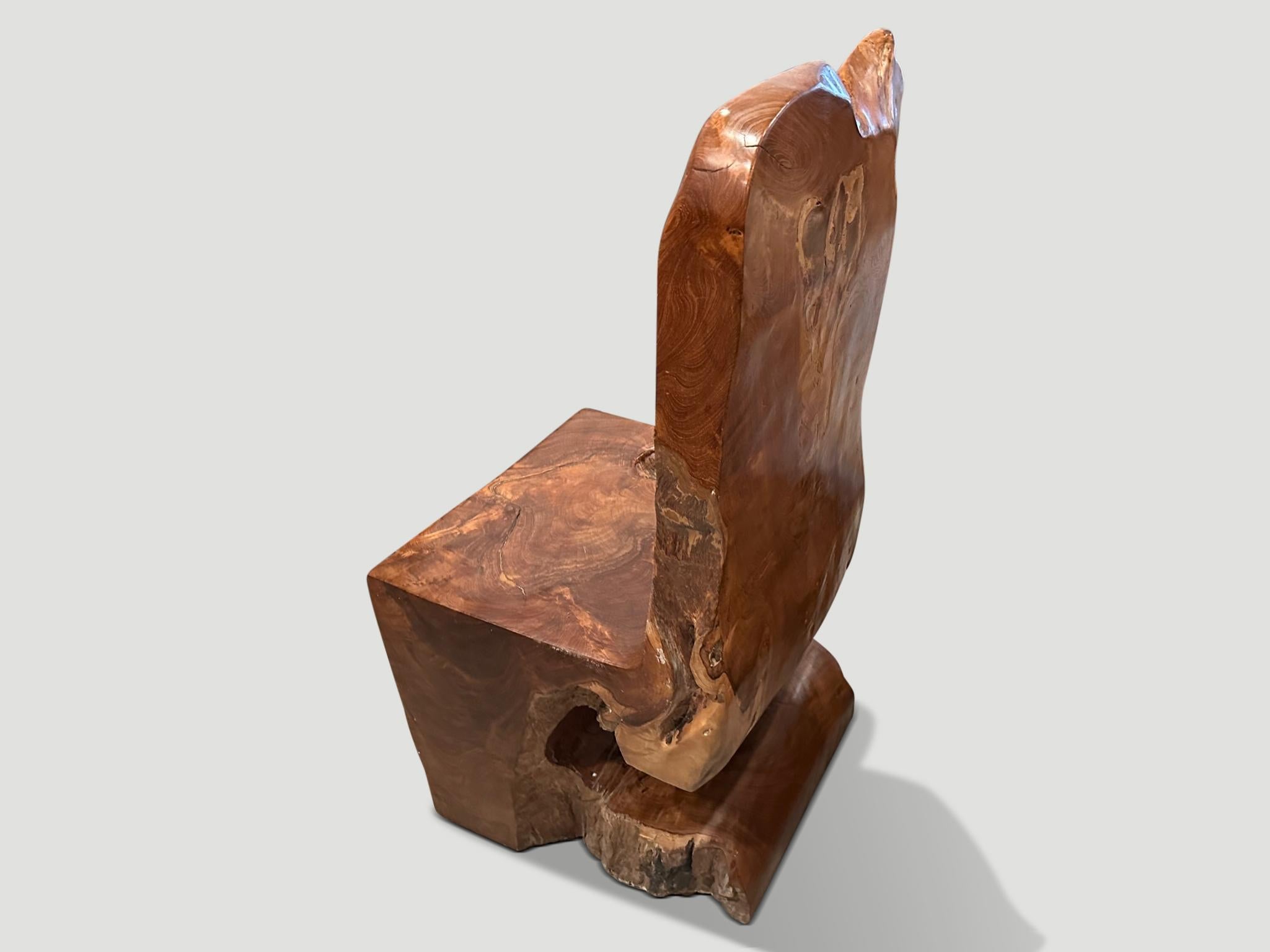 Contemporary Andrianna Shamaris Sculptural Teak Wood Chair For Sale