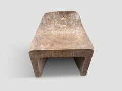 Andrianna Shamaris Teak Wood Chair or Side Table, Wabi-Sabi Style