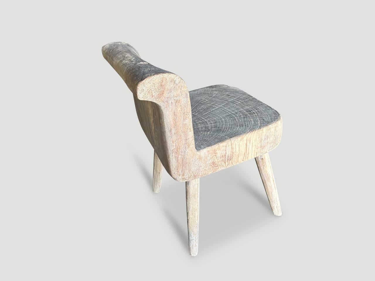 Organic Modern Andrianna Shamaris Sculptural Teak Wood Chair or Side Table For Sale