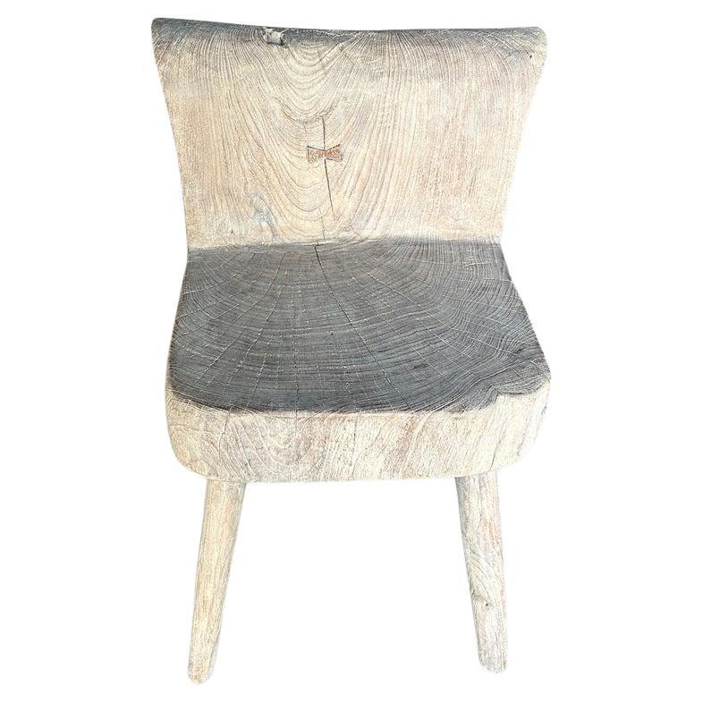 Andrianna Shamaris Sculptural Teak Wood Chair or Side Table For Sale