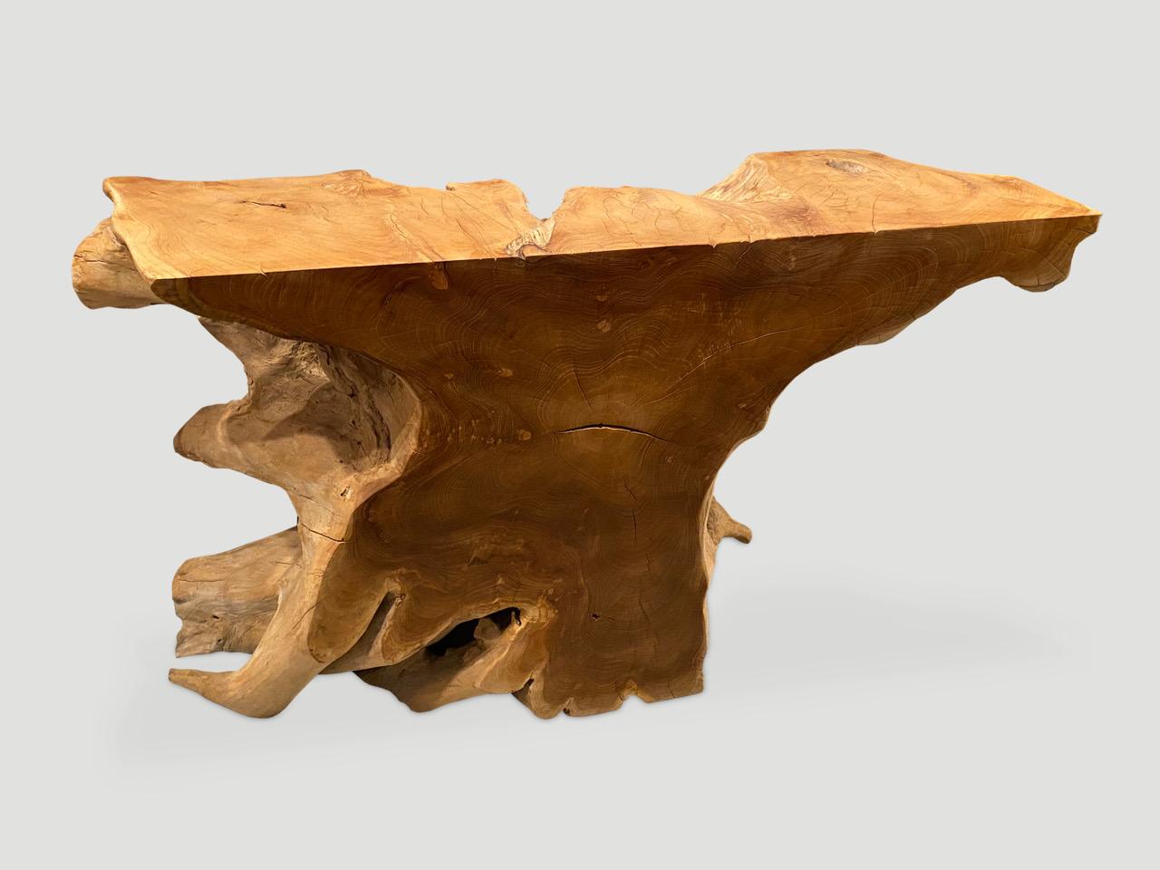 Andrianna Shamaris Sculptural Teak Wood Console Table In Excellent Condition In New York, NY