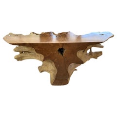 Andrianna Shamaris Sculptural Teak Wood Console Table